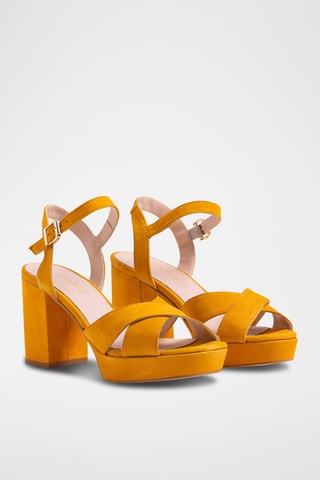 Nubuck Sandalen met Hak - Geel