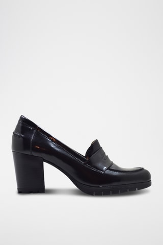 Leren Mocassins met Hak - Zwart