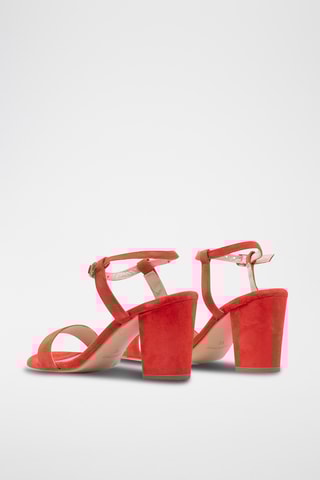 Nubuck Sandalen met Hak Lips - Rood