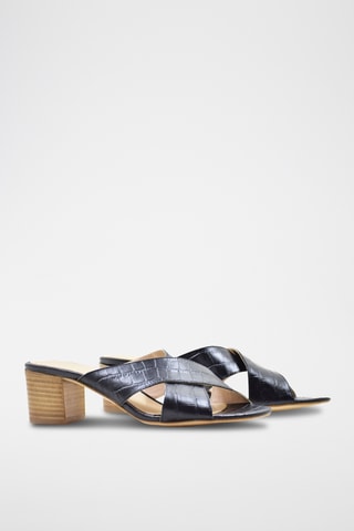 Leren Muiltjes met Hak - Zwart