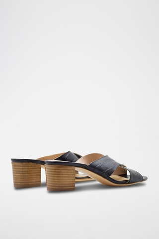 Leren Muiltjes met Hak - Zwart