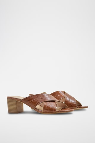 Leren Muiltjes met Hak - Bruin