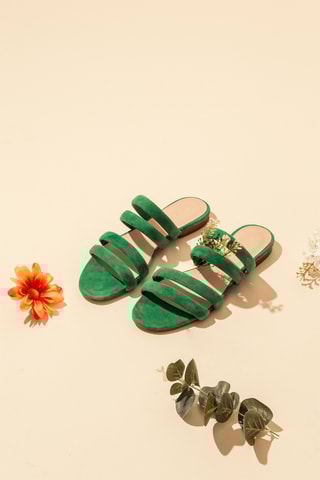 Nubuck Muiltjes - Donkergroen