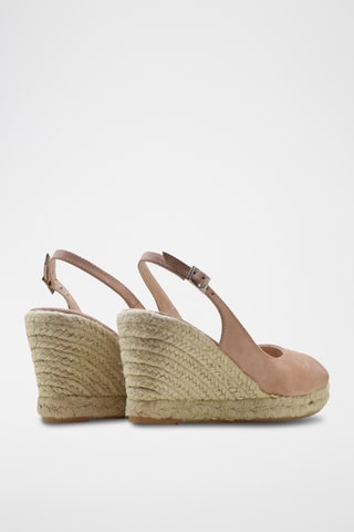 Nubuck Sandalen met Sleehak - Nude