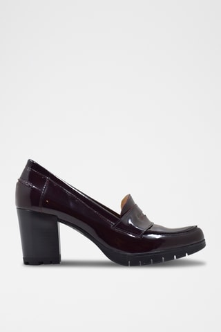 Lakleren Mocassins met Hak - Bordeauxrood