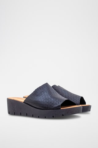 Leren Muiltjes met Sleehak - Zwart