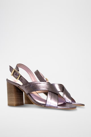 Leren Sandalen met Hak Gala - Grijs