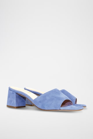 Nubuck Muiltjes met Hak Rumba - Blauw