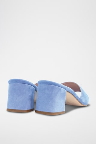 Nubuck Muiltjes met Hak Rumba - Blauw