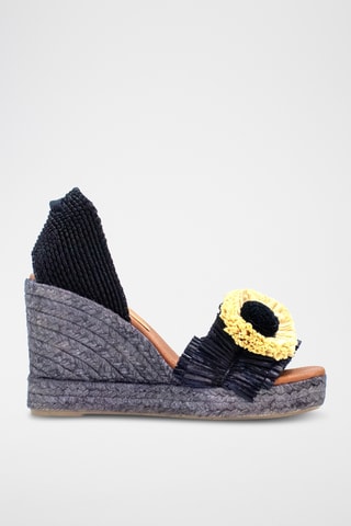 Leren Sandalen met Sleehak - Zwart