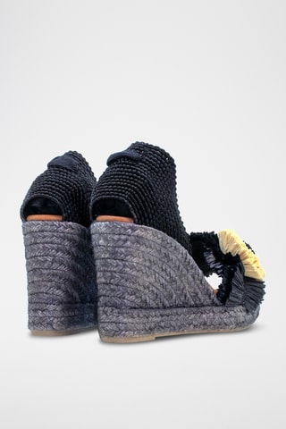 Leren Sandalen met Sleehak - Zwart