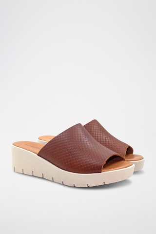 Leren Muiltjes met Sleehak - Bruin