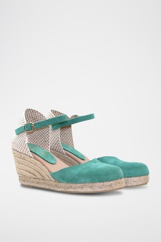 Nubuck Espadrilles met Sleehak Nira - Blauw
