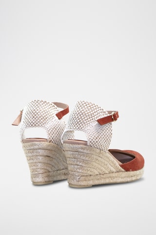 Nubuck Espadrilles met Sleehak Nuria - Koraalrood