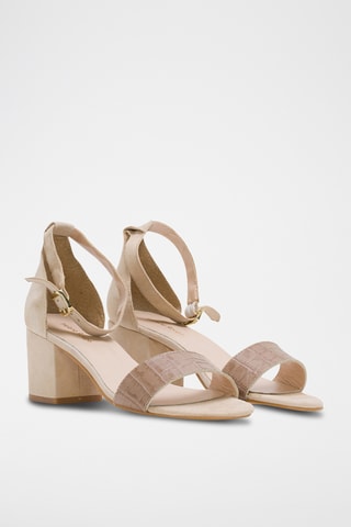 Leren Sandalen met Hak - Beige