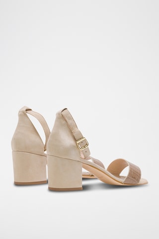Leren Sandalen met Hak - Beige