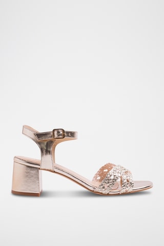 Leren Sandalen met Hak - Goudkleurig