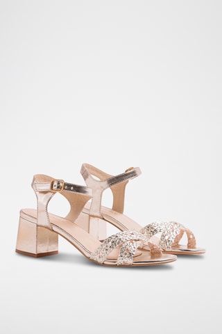 Leren Sandalen met Hak - Goudkleurig