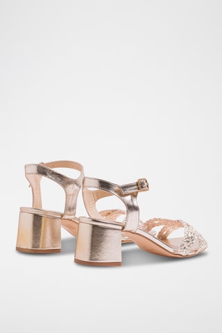 Leren Sandalen met Hak - Goudkleurig