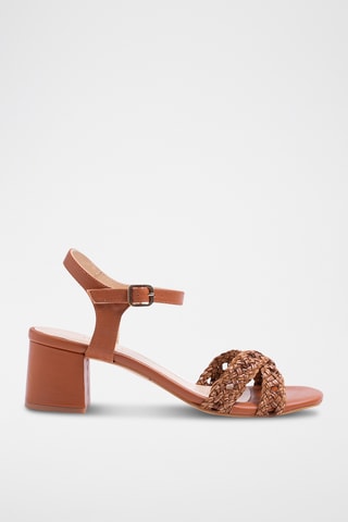 Leren Sandalen met Hak - Bruin