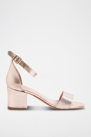 Leren Sandalen met Hak - Zilverkleurig