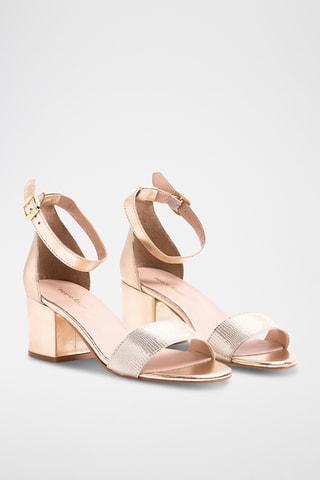 Leren Sandalen met Hak - Zilverkleurig