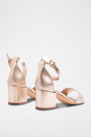 Leren Sandalen met Hak - Zilverkleurig