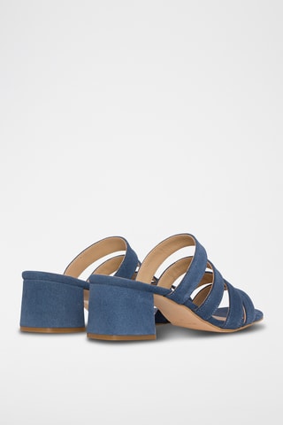 Nubuck Muiltjes met Hak - Blauw