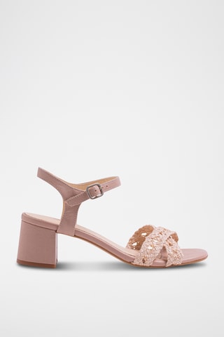 Leren Sandalen met Hak - Nude