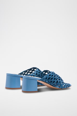 Nubuck Muiltjes met Hak - Blauw