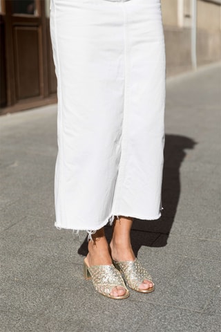 Leren Muiltjes met Hak - Zilverkleurig