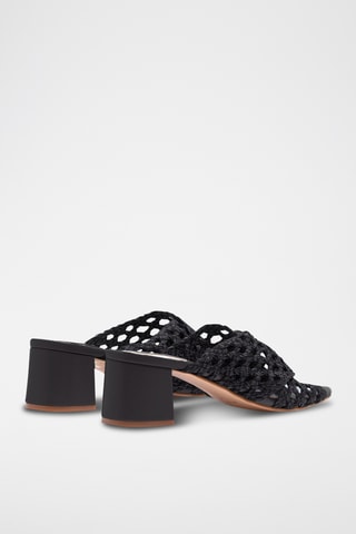 Leren Muiltjes met Hak - Zwart