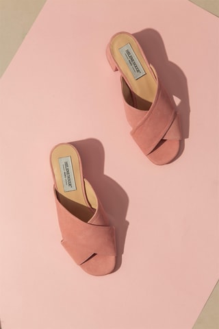 Nubuck Muiltjes met Hak - Roze