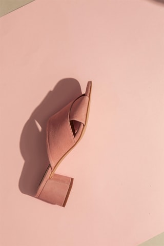 Nubuck Muiltjes met Hak - Roze