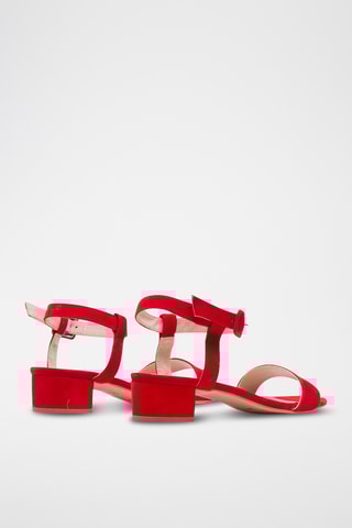 Nubuck Sandalen met Hak - Rood