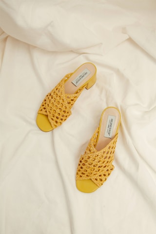 Leren Muiltjes met Hak - Geel