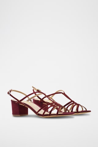 Nubuck Sandalen met Hak Antonella - Rood