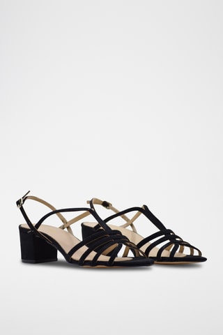 Nubuck Sandalen met Hak Antonella - Zwart