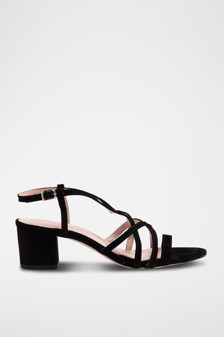 Nubuck Sandalen met Hak - Zwart