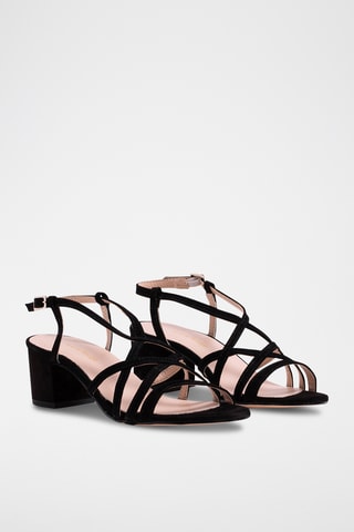 Nubuck Sandalen met Hak - Zwart