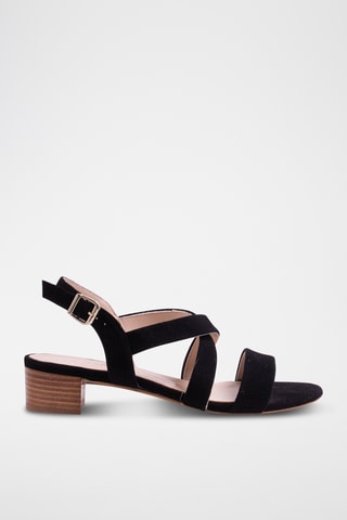 Nubuck Sandalen met Hak - Zwart