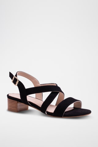 Nubuck Sandalen met Hak - Zwart