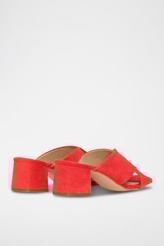 Nubuck Muiltjes met Hak - Koraalrood