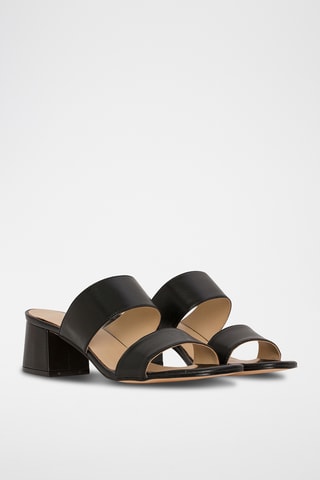 Leren Muiltjes met Hak - Zwart