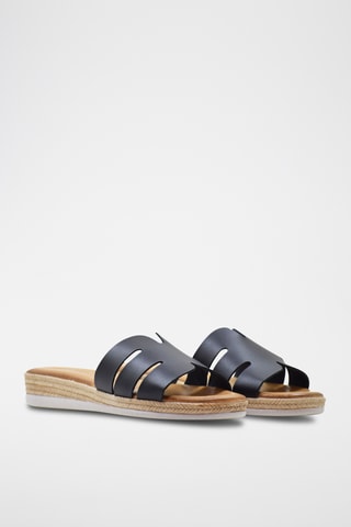 Leren Muiltjes met Sleehak - Zwart