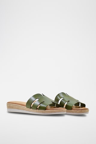 Leren Muiltjes met Sleehak - Groen