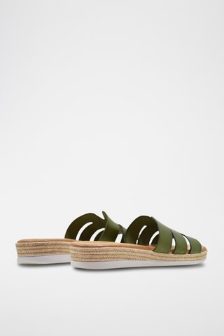 Leren Muiltjes met Sleehak - Groen