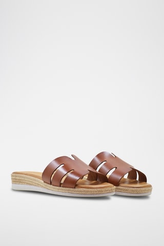 Leren Muiltjes met Sleehak - Bruin