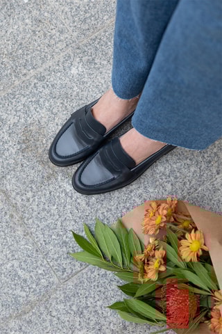 Leren Mocassins - Marineblauw