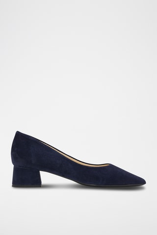 Nubuck Ballerina's met Hak Alessandra - Marineblauw